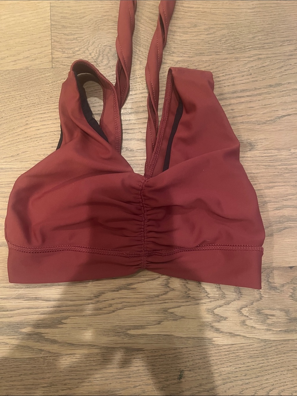 Kids Ruched Front Sports Bra - Rust Red